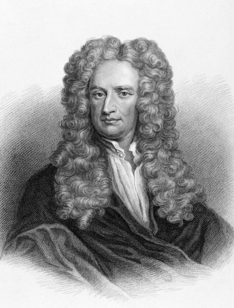 Portrait of Isaac Newton, associated with Newton's first law of motion