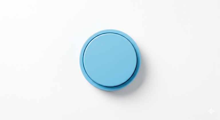 A single blue button centered on white background representing simplicity in interactive educational tool design