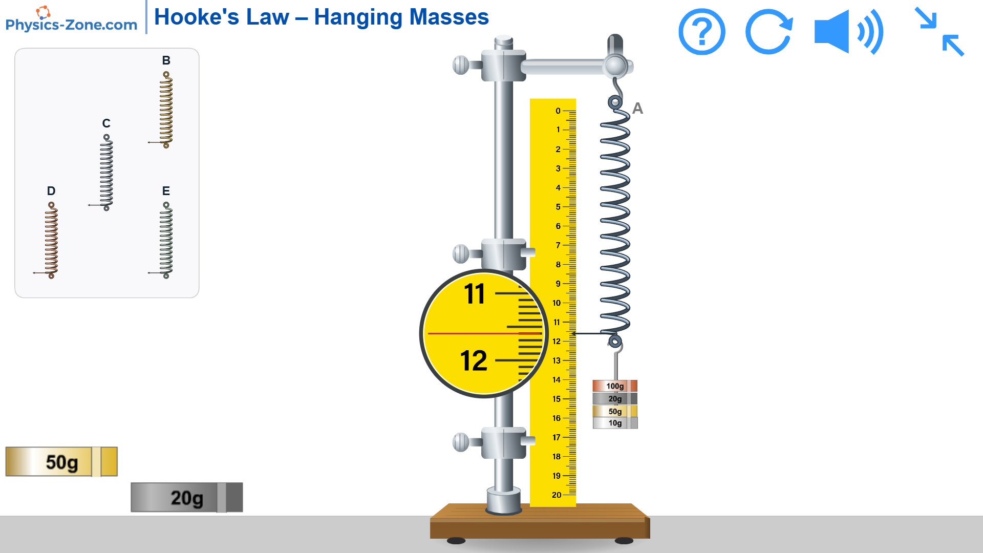 Educational simulation designed to hide the answer: a virtual Hooke's law lab where the spring constant is never displayed